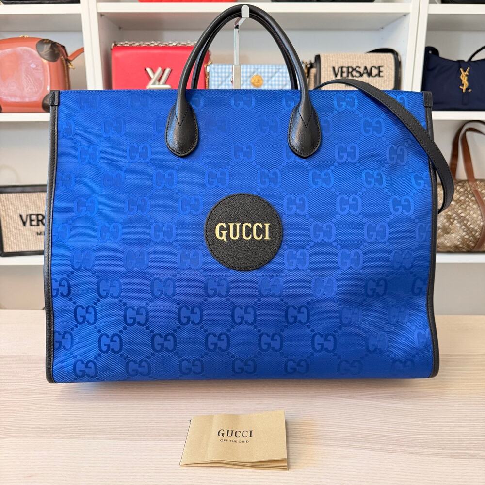 Gucci Nylon Monogram Large Off The Grid Tote Bag Blue